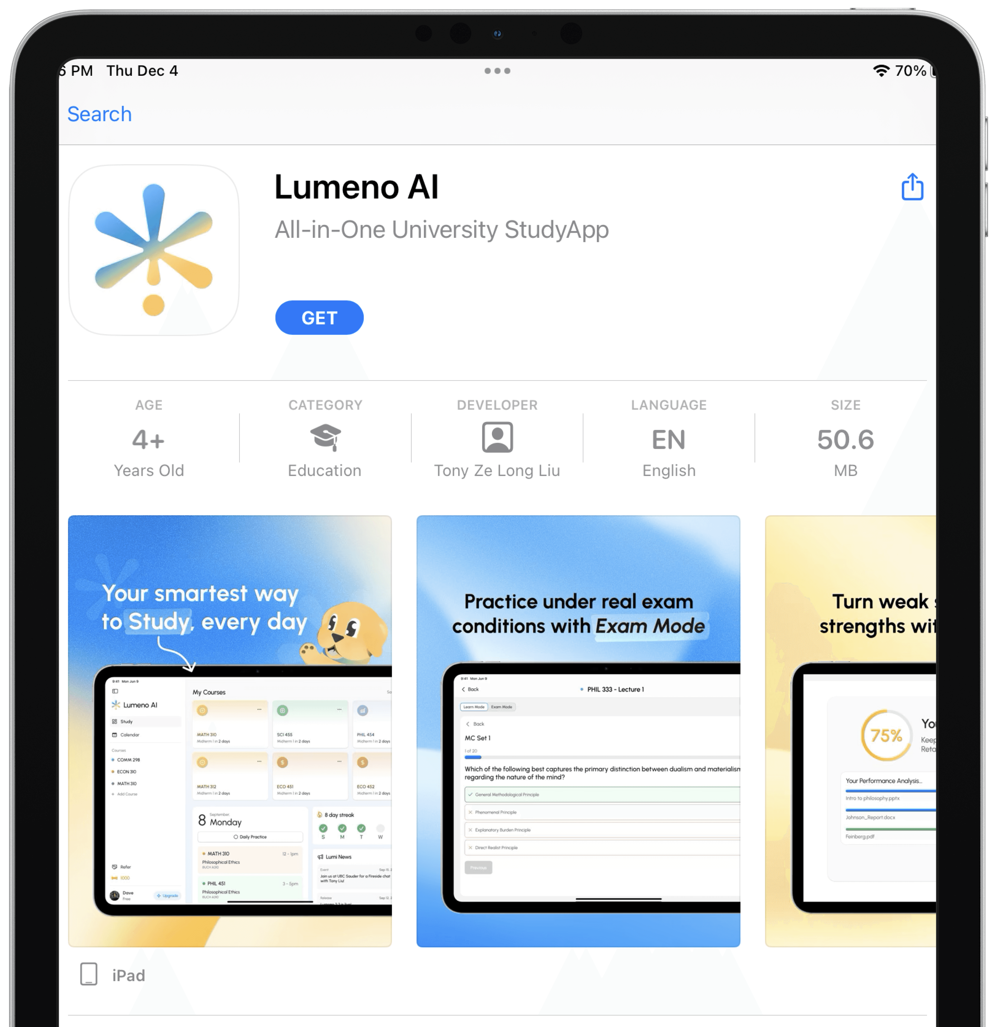 Lumeno AI on iPad